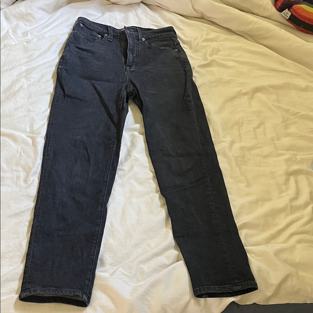 Madewell Dark Gray Mom Jeans - high waisted